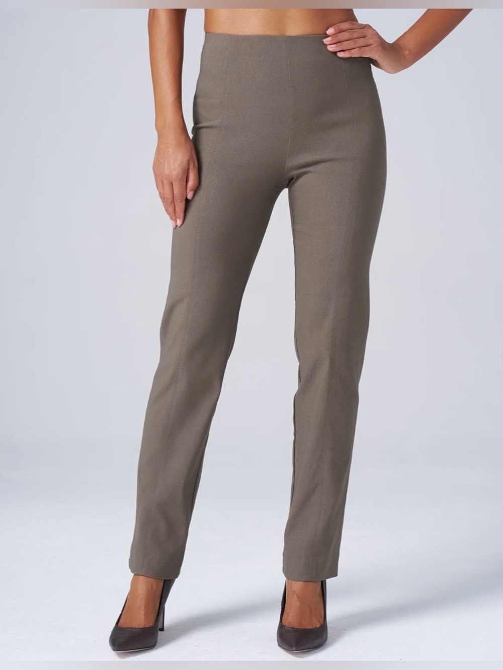 Franne Golde Original Magic Pant in Khaki Brown Sz XL Slim Straight Leg Stretch